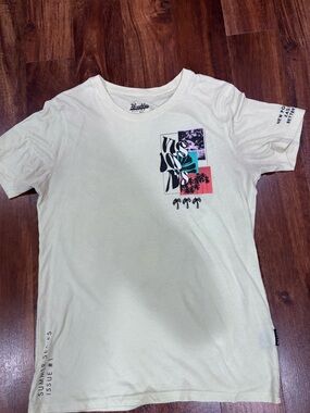 Brooklyn Cloth Cream Tee with Black Hem Text